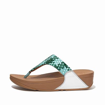 Fitflop Lulu Silky Weave Toe-Post - Sandalen Damen - Mintfarben Grün (ILQ927408)